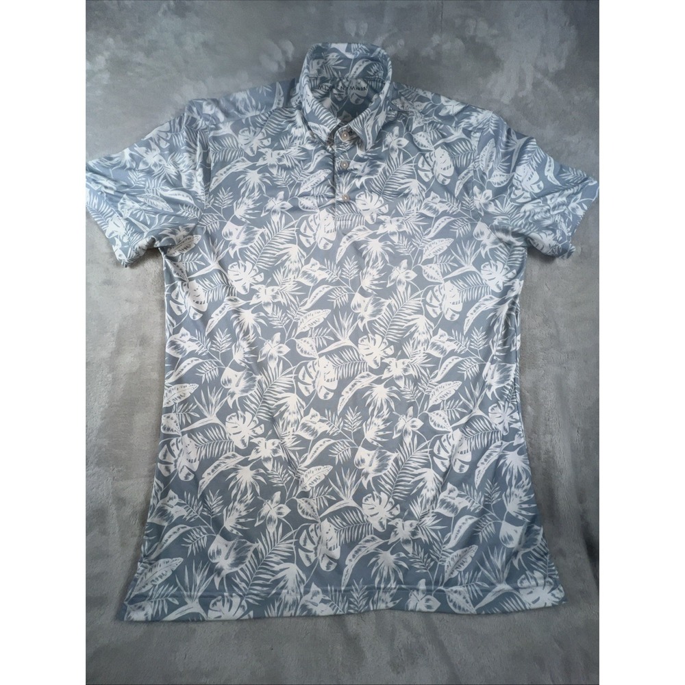 Mizzen + Main Performance Floral Gray Short Sleeve Button Shirt Men's Size Med‎